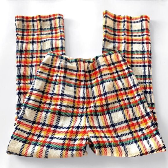 Vintage 1970’s Hi Waisted Plaid Bellbottom Pants - Picture 3 of 9